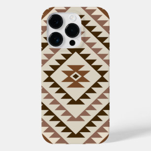 Aztec-Diamantmotiv-Design Braun+Creme Case-Mate iPhone 14 Pro Hülle
