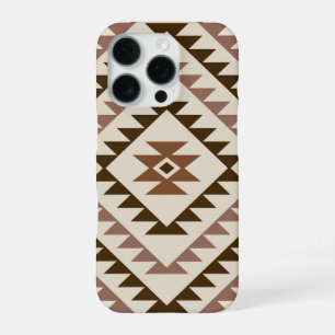 Aztec-Diamantmotiv-Design Braun+Creme iPhone 16 Pro Hülle