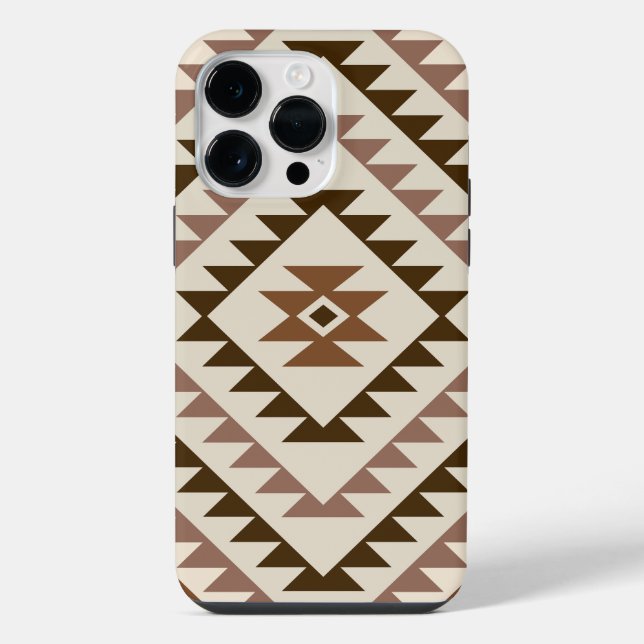 Aztec-Diamantmotiv-Design Braun+Creme iPhone Hülle (Rückseite)