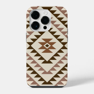 Aztec-Diamantmotiv-Design Braun+Creme iPhone 14 Pro Hülle