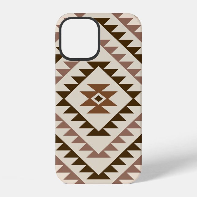 Aztec-Diamantmotiv-Design Braun+Creme iPhone Hülle (Rückseite)
