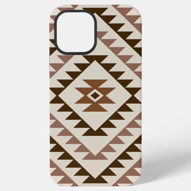 Aztec-Diamantmotiv-Design Braun+Creme iPhone Hülle (Rückseite)