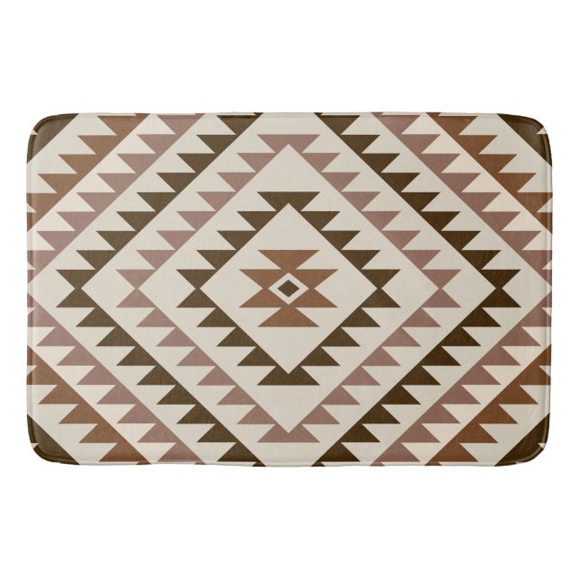 Aztec-Diamantmuster-Design Braun+Creme Badematte (Vorderseite)