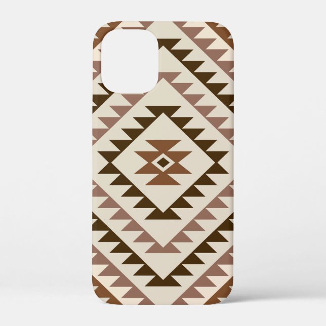 Aztec-Diamantmuster-Design Braun+Creme Case-Mate iPhone Hülle (Rückseite)