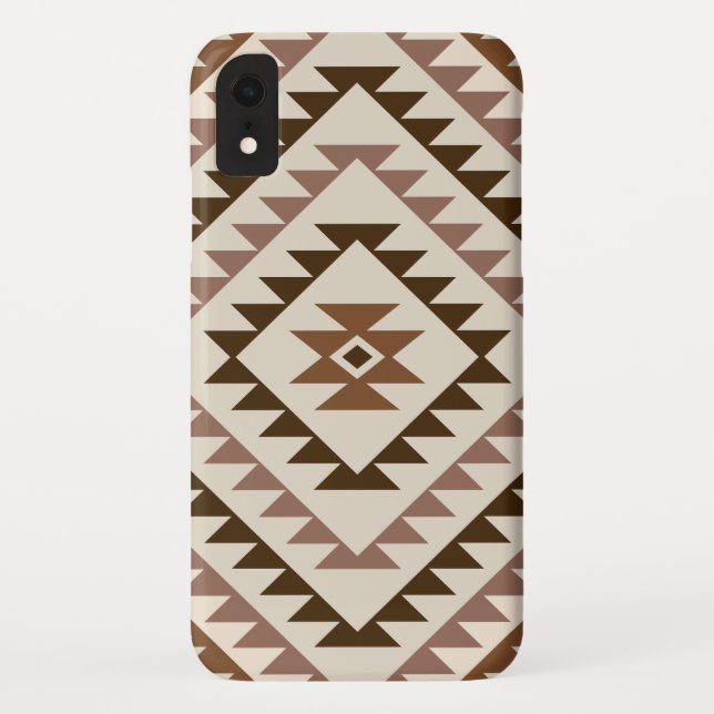 Aztec-Diamantmuster-Design Braun+Creme Case-Mate iPhone Hülle (Rückseite)