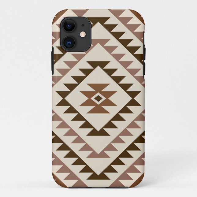 Aztec-Diamantmuster-Design Braun+Creme Case-Mate iPhone Hülle (Rückseite)