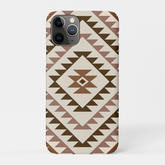 Aztec-Diamantmuster-Design Braun+Creme Case-Mate iPhone Hülle (Rückseite)