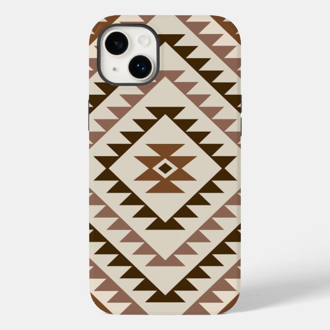 Aztec-Diamantmuster-Design Braun+Creme Case-Mate iPhone Hülle (Rückseite)