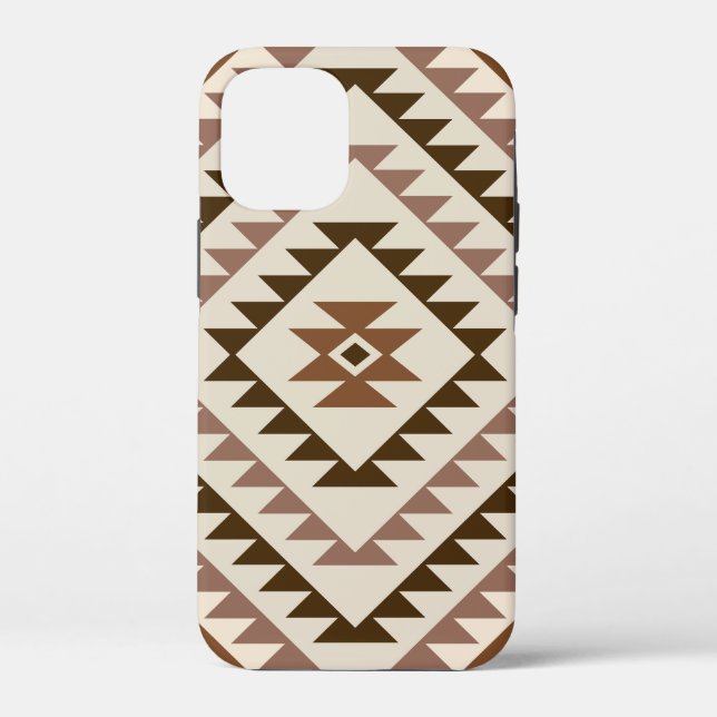 Aztec-Diamantmuster-Design Braun+Creme Case-Mate iPhone Hülle (Rückseite)