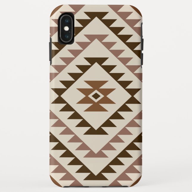 Aztec-Diamantmuster-Design Braun+Creme Case-Mate iPhone Hülle (Rückseite)