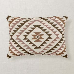 Aztec-Diamantmuster-Design Braun+Creme Dekokissen