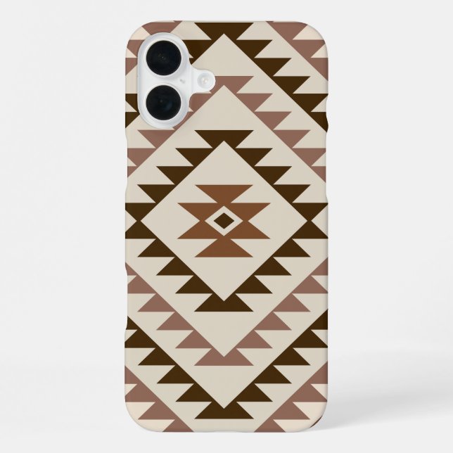 Aztec-Diamantmuster-Design Braun+Creme iPhone Hülle (Rückseite)
