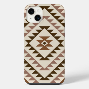 Aztec-Diamantmuster-Design Braun+Creme iPhone 14 Plus Hülle