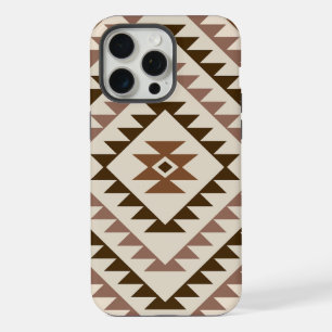 Aztec-Diamantmuster-Design Braun+Creme iPhone 15 Pro Max Hülle