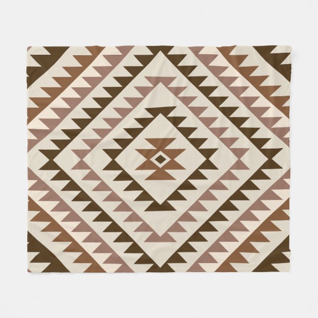 Aztec Diamond Motif Design Browns+Cream Fleecedecke (Vorderseite (Horizontal))