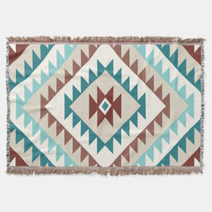Aztec Diamond (v) Motif Design Teals Creams Browns Decke
