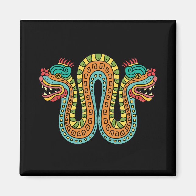 Aztec Double Heart Serpent Snake Mexiko Art Magnet (Vorne)