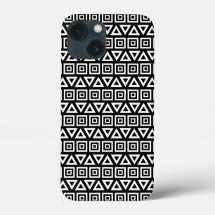 Aztec Dreiecke+Quadrate Muster Weiß auf Schwarz Case-Mate iPhone Hülle