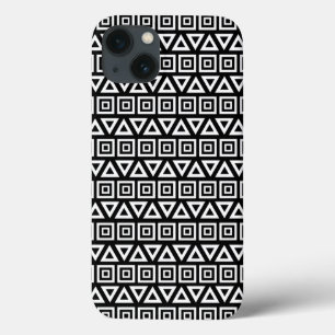 Aztec Dreiecke+Quadrate Muster Weiß auf Schwarz Case-Mate iPhone Hülle