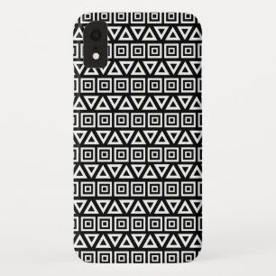 Aztec Dreiecke+Quadrate Muster Weiß auf Schwarz Case-Mate iPhone Hülle