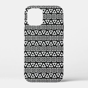 Aztec Dreiecke+Quadrate Muster Weiß auf Schwarz Case-Mate iPhone Hülle