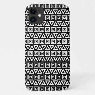 Aztec Dreiecke+Quadrate Muster Weiß auf Schwarz Case-Mate iPhone Hülle
