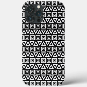Aztec Dreiecke+Quadrate Muster Weiß auf Schwarz Case-Mate iPhone Hülle