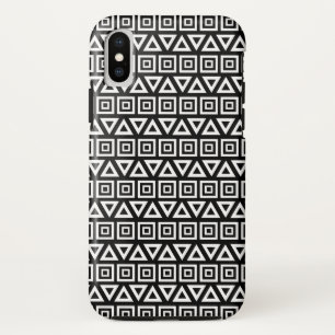 Aztec Dreiecke+Quadrate Muster Weiß auf Schwarz Case-Mate iPhone Hülle