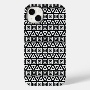 Aztec Dreiecke+Quadrate Muster Weiß auf Schwarz Case-Mate iPhone 14 Plus Hülle