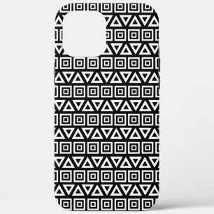 Aztec Dreiecke+Quadrate Muster Weiß auf Schwarz Case-Mate iPhone Hülle