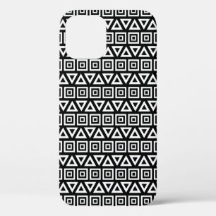 Aztec Dreiecke+Quadrate Muster Weiß auf Schwarz Case-Mate iPhone Hülle