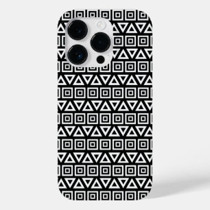 Aztec Dreiecke+Quadrate Muster Weiß auf Schwarz Case-Mate iPhone 14 Pro Hülle
