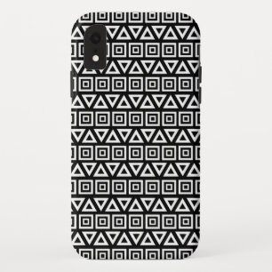 Aztec Dreiecke+Quadrate Muster Weiß auf Schwarz Case-Mate iPhone Hülle