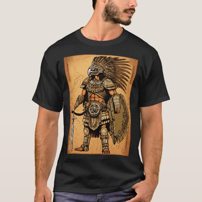 Aztec Eagle Warrior T - Shirt - Intricate Tattoo (Vorderseite)