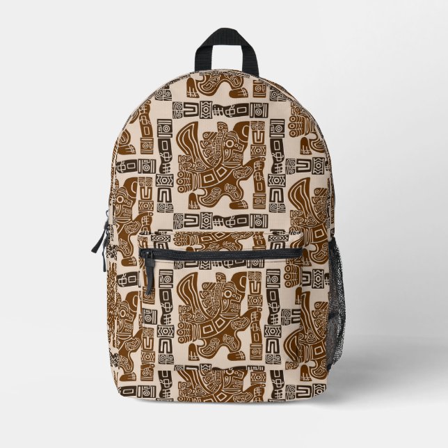 Aztec Eagle Warrior Tribal Alte Kunst Bedruckter Rucksack (Vorderseite)