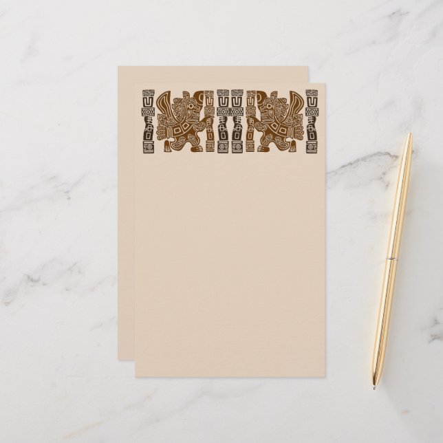 Aztec Eagle Warrior Tribal Alte Kunst Briefpapier (Vorderseite/Rückseite Beispiel)