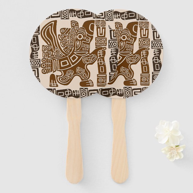 Aztec Eagle Warrior Tribal Alte Kunst Fächer (Vorne und Hinten)