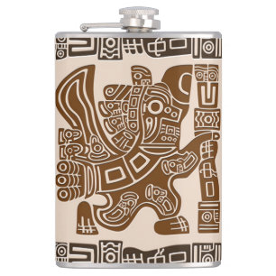 Aztec Eagle Warrior Tribal Alte Kunst Flachmann