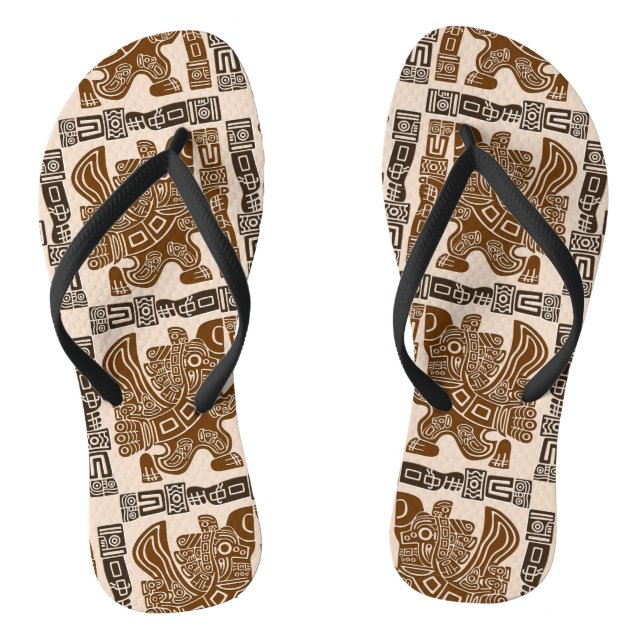 Aztec Eagle Warrior Tribal Alte Kunst Flip Flops (Fußbett)