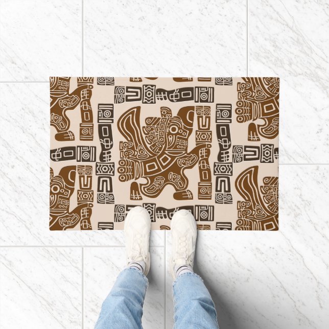Aztec Eagle Warrior Tribal Alte Kunst Fußmatte (Indoor)