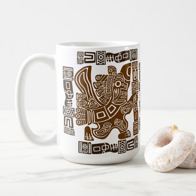 Aztec Eagle Warrior Tribal Alte Kunst Kaffeetasse (Mit Donut)
