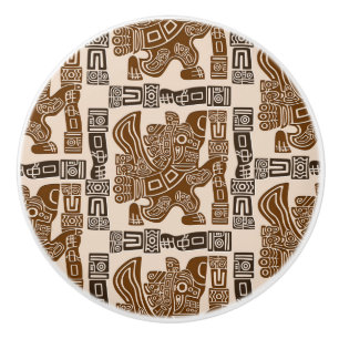Aztec Eagle Warrior Tribal Alte Kunst Keramikknauf