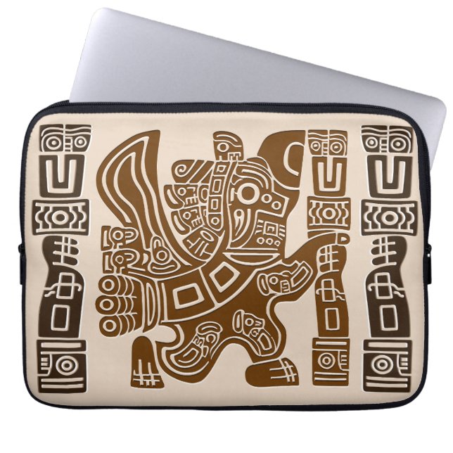 Aztec Eagle Warrior Tribal Alte Kunst Laptopschutzhülle (Vorderseite)