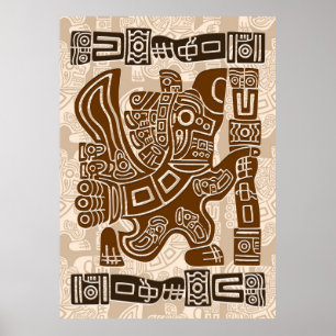 Aztec Eagle Warrior Tribal Alte Kunst Poster