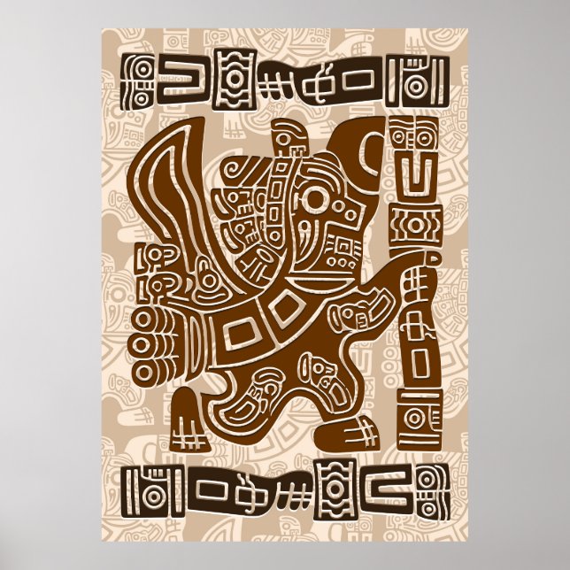 Aztec Eagle Warrior Tribal Alte Kunst Poster (Vorne)