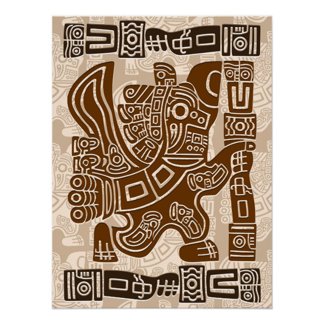 Aztec Eagle Warrior Tribal Alte Kunst Poster (Vorderseite)