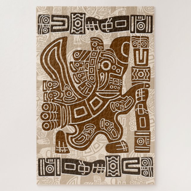Aztec Eagle Warrior Tribal Alte Kunst Puzzle (Vertikal)