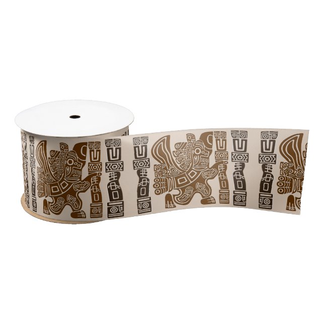 Aztec Eagle Warrior Tribal Alte Kunst Satinband (Spule)