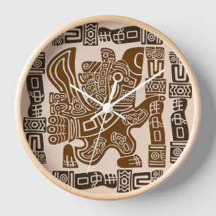 Aztec Eagle Warrior Tribal Alte Kunst Uhr