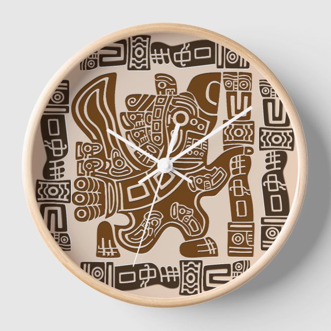 Aztec Eagle Warrior Tribal Alte Kunst Uhr (Vorderseite)